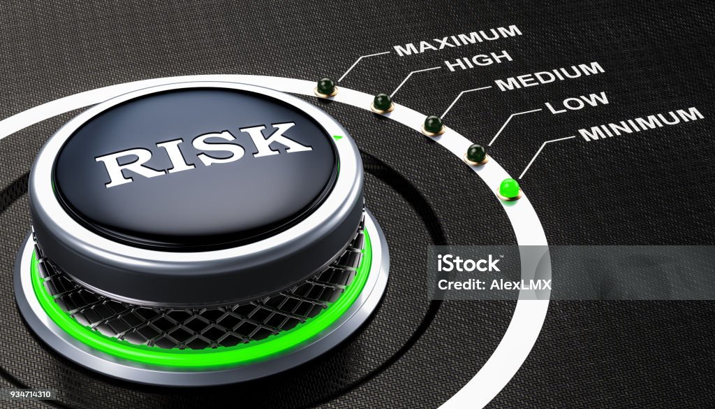 Lowest level of risk concept, knob. 3D rendering Risk Stock Photo