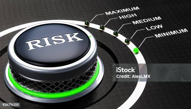 Lowest Level Of Risk Concept Knob 3d Rendering Stock Photo - Download Image Now - Risk, Low, Measuring