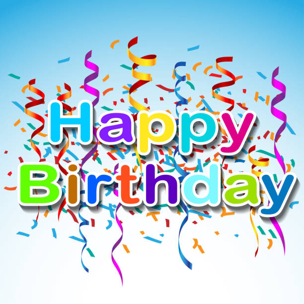 istock Greeting card with a happy birthday with confetti on a blue background. 934717198