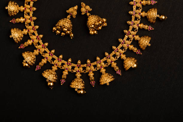 istock Traditional Indian Gold Necklace With Earrings 934717820