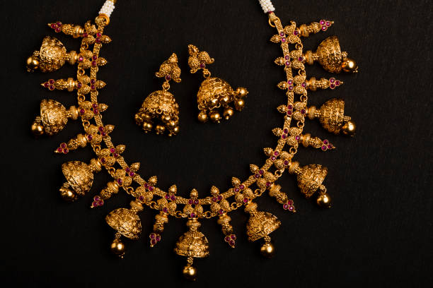 istock Traditional Indian Gold Necklace With Earrings 934717840
