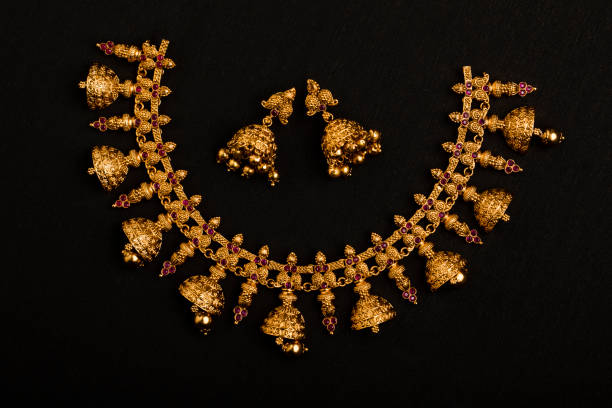 istock Traditional Indian Gold Necklace With Earrings 934717852