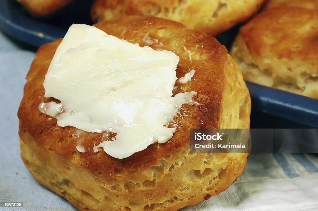 Buttered Biscuit - Foto de stock de Al horno libre de derechos