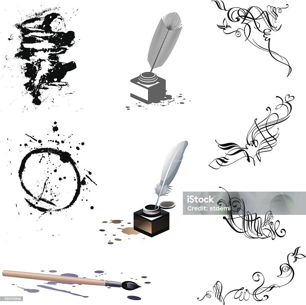 Kalligraphieren - Lizenzfrei Tintenfass Vektorgrafik