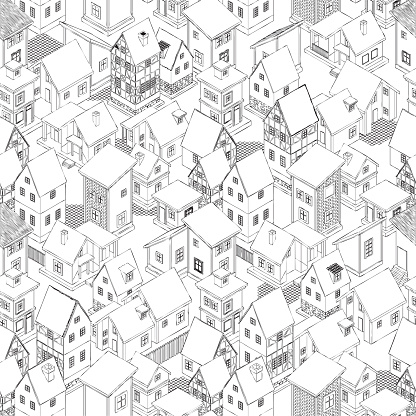 Seamless pattern with houses