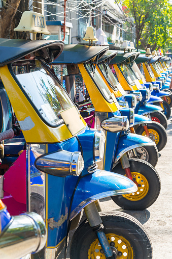 tuk tuk thailand is local taxi thai is Favorite activities and attraction of tourists in bangkok, thailand