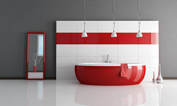 istock fashion red and white bathroom 93476223