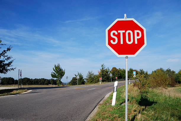 istock Stop sign on Bavarian road 93476422