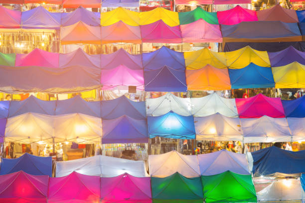 istock Roof top multiple colour flea market 934768992