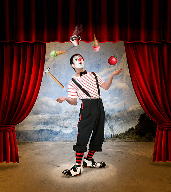 pagliaccio 2 - curtain red color image clown foto e immagini stock