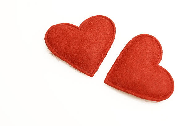 Red Hearts series  felt heart shape small red stock pictures, royalty-free photos & images