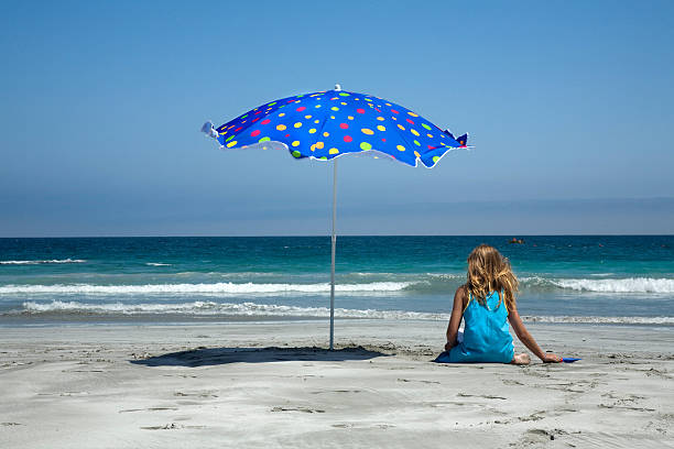 istock Girl and beach umbrella 93477526