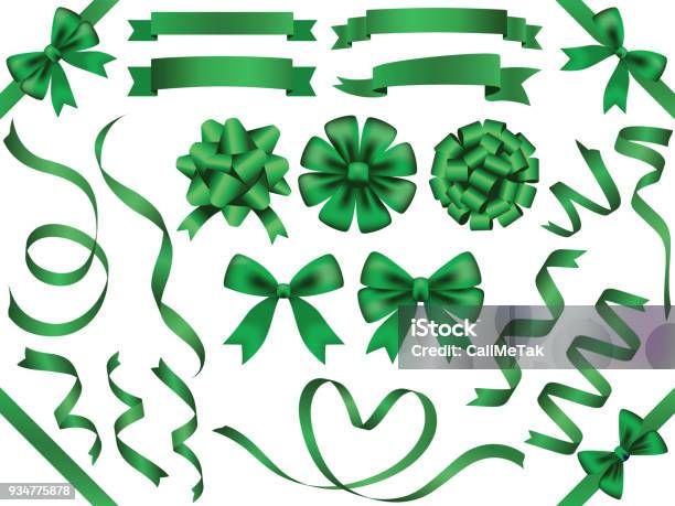 各種緑リボンベクトル図のセット - 緑色のベクターアート素材や画像を多数ご用意 - 緑色, リボン, ちょう結び
