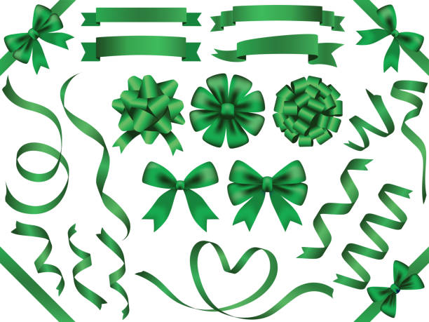 A set of assorted green ribbons, vector illustration. A set of assorted green ribbons, vector illustration. you and me stock illustrations