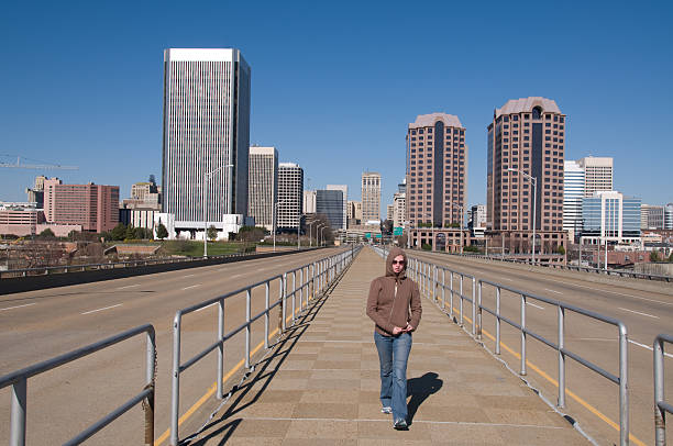 istock Walking across the Manchester Bridge 93477591