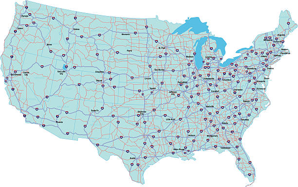 USA Interstate Map vector art illustration