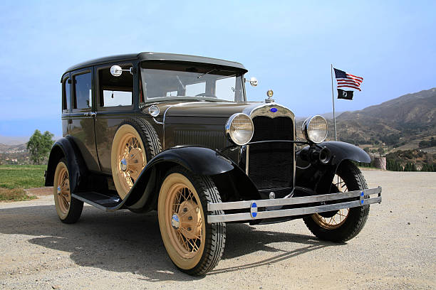 istock Classic 1930 Ford model A black with yellow rims 93478199