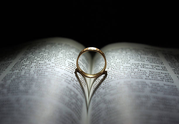 Wedding Ring and Bible stock photo