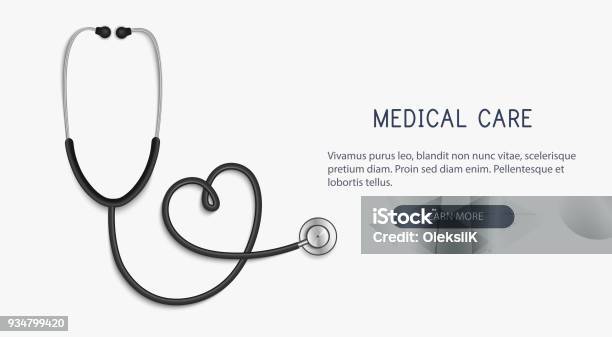 Medical And Health Care Concept Stethoscope Heart Shapevector Stock Illustration - Download Image Now