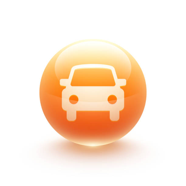 auto-ikone-kugel - car white background isolated on white orange stock-grafiken, -clipart, -cartoons und -symbole