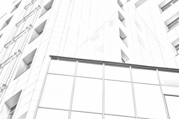 The architectural of an abstraction. This architectural abstraction consists of numerous black lines forming rectangles, among which there are many Windows.