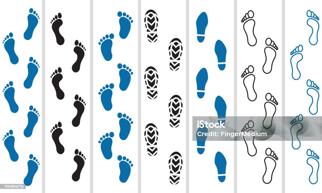 Foot trail icon set Footprint stock vector