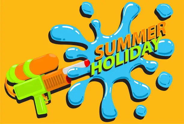 Vector illustration of Water gun and splash vector for summer holiday concept