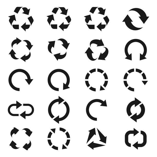 zestaw ikon odtwarzania - recycling symbol stock illustrations