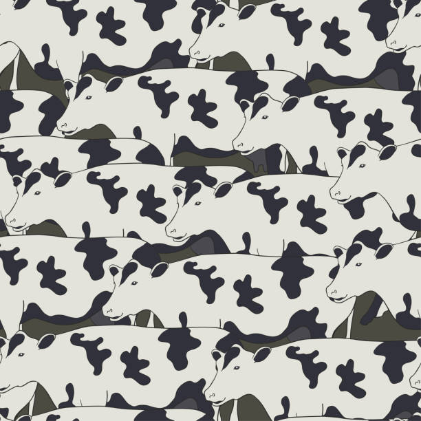 Seamless pattern all cows Seamless pattern all cows, vector herd of cows stock illustrations