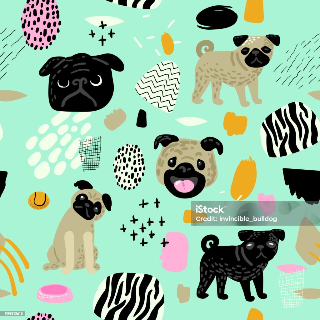 Ilustración de Perros Lindos Patrones Sin Fisuras Fondo Infantil Con Cachorros De Pug Y Elementos Abstractos Bebé A Mano Alzada Doodle Para El Embalaje De Textiles Papel Pintado Tela Ilustración De Vector Ilustración de Perros Lindos Patrones Sin Fisuras Fondo Infantil Con Cachorros De Pug Y Elementos Abstractos Bebé A Mano Alzada Doodle Para El Embalaje De Textiles Papel Pintado Tela Ilustración De Vector
