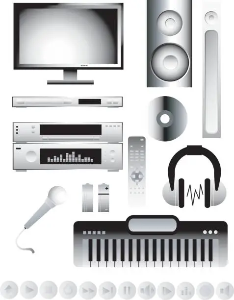 Vector illustration of Hi-fi audio/video set