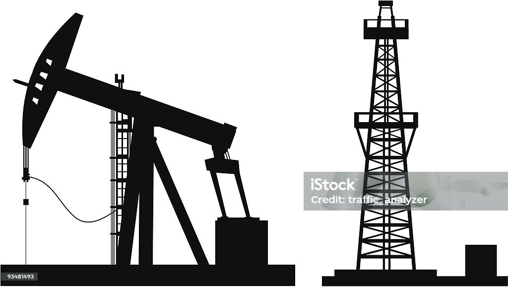 Bomba de petróleo - arte vectorial de Plataforma petrolífera libre de derechos