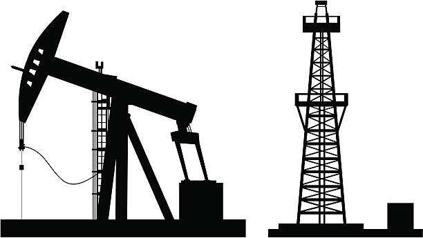 pompa olejowa - oil rig illustrations stock illustrations