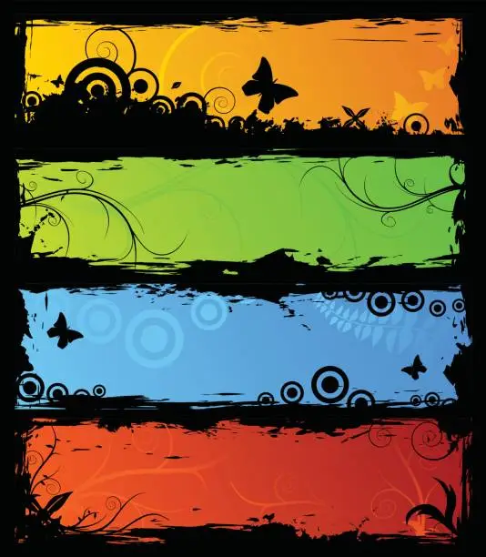 Vector illustration of Black grunge banners