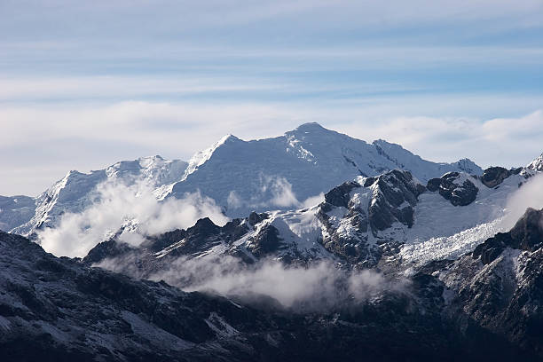 Clouds in mountain valley, Andes stock photo