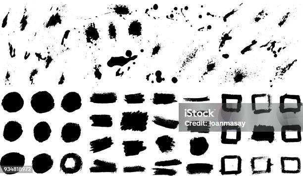 Big Set Of Grunge Stains Design Elements For Poster Banner Card Stock Illustration - Download Image Now
