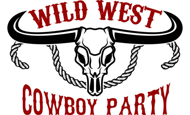 istock Wild west. Cowboy party. Emblem with buffalo skull. Design element for  label, emblem, sign. 934819628