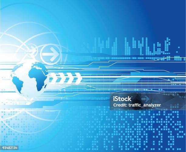 Sfondo Tecnico Blu - Immagini vettoriali stock e altre immagini di Globo terrestre - Globo terrestre, Sfondi, Astratto