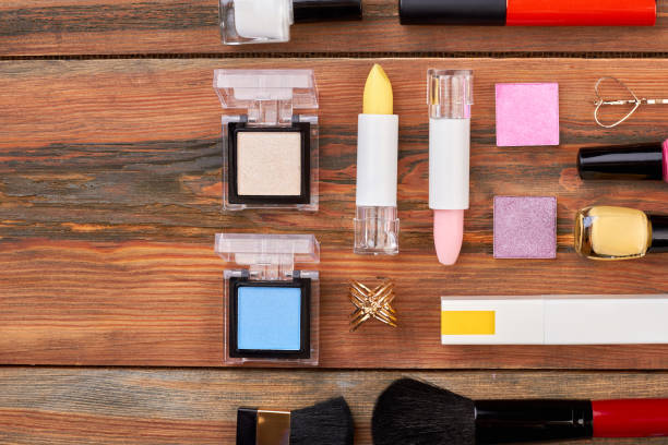 istock Decorative cosmetics wooden background. 934822926