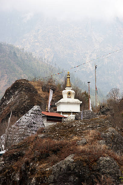istock Buddhist stupa and prayer stone, Nepal 93482387