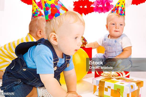 Babies At Birthday Party Stock Photo - Download Image Now - Baby - Human Age, Balloon, Beautiful People