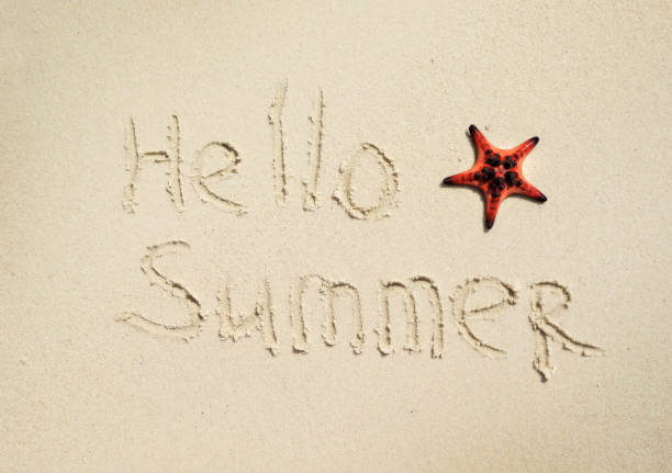 istock inscription Hello Summer and starfish on the sand 934826734