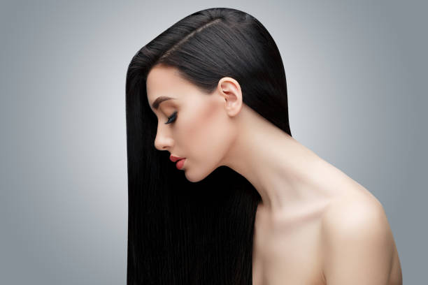 長いストレートの髪とブルネット アジアの女の子 - ロングヘア ストックフォトと画像