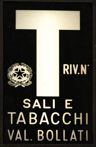 Historical Italian sign that indicated a shop authorized to sell salts, tobacco and other state monopoly products.