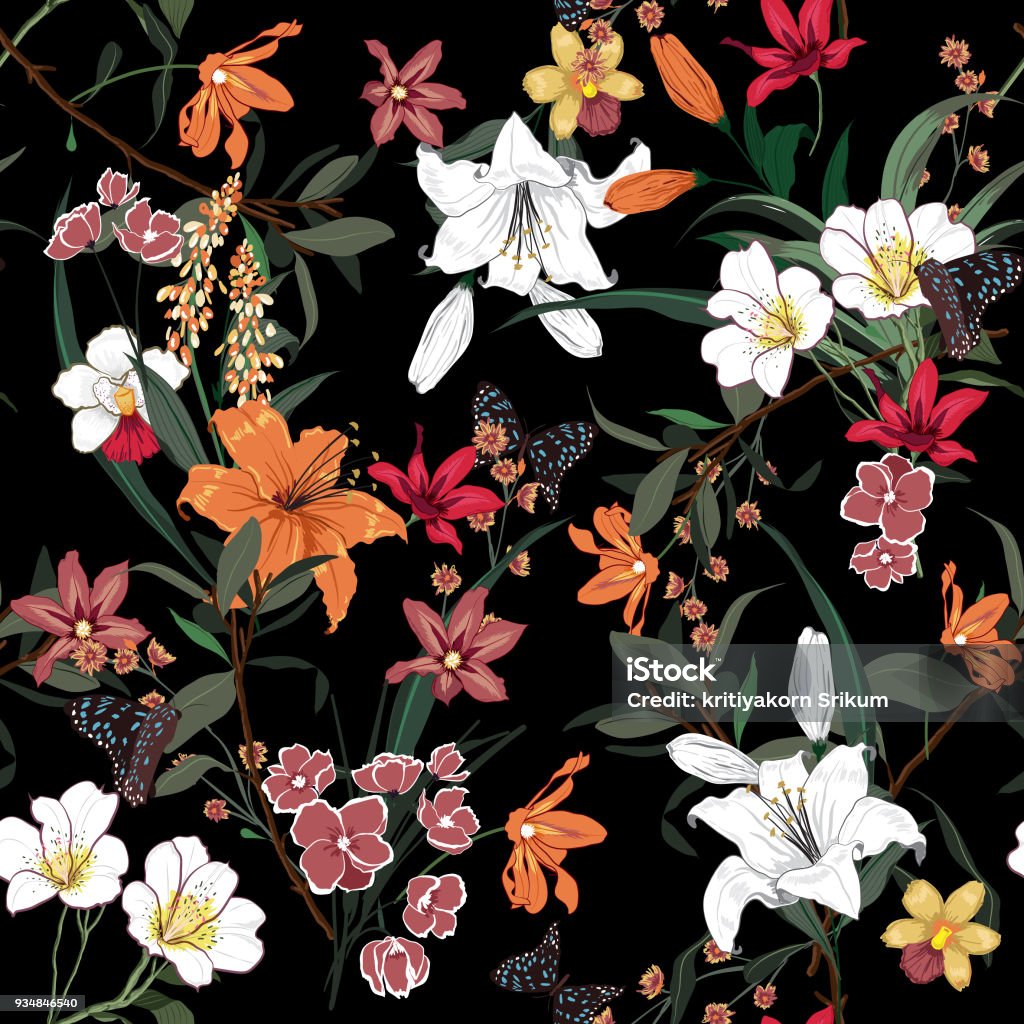 Ilustración de Una Hermosa Noche De Jardín De Flores Flor Vector De Patrones Sin Fisuras De Plantas Botánico De Forfaashion y más Vectores Libres de Derechos de Arte - iStock Ilustración de Una Hermosa Noche De Jardín De Flores Flor Vector De Patrones Sin Fisuras De Plantas Botánico De Forfaashion y más Vectores Libres de Derechos de Arte - iStock