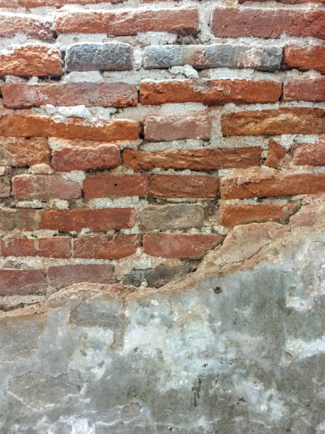 Close up red brick wall texture, exterior wall background stock photo