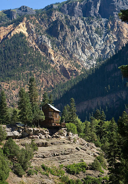 Remote cabin stock photo