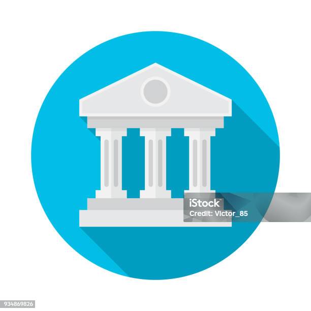 Icône De Cercle À Grandissime De Bâtiment De La Banque Style Design Plat Vecteurs libres de droits et plus d'images vectorielles de Icône