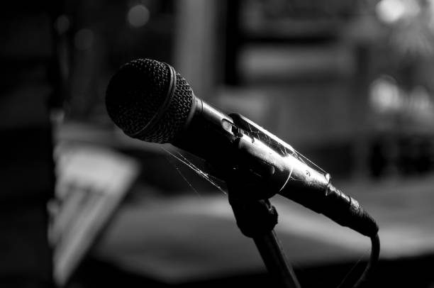 istock old microphone on the stage wasteful abandoned 934874062
