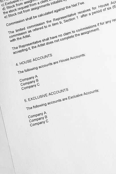 Legal document accounts stock photo